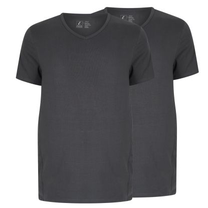 Alca Easy-Going 2-Pck Men T-Shirt V-Neck Dark Grey